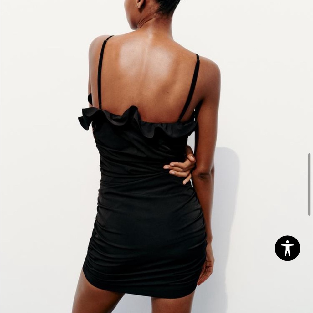 ZARA RUFFLED RUCHED DRESS - Picture 5 of 8